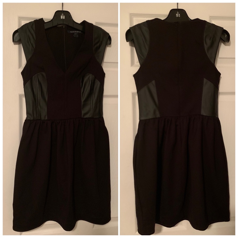 French Connection Faux-Leather Fit & Flare Dress